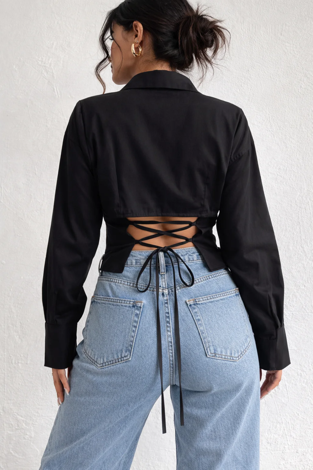 Boyfriend Oversized Tie Up Shirt
