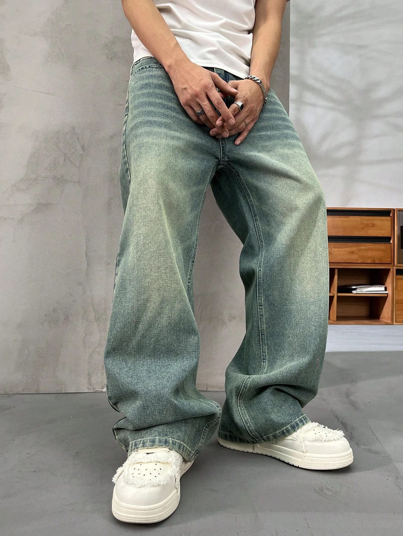 Spearmint Fade Baggy Fit Jeans