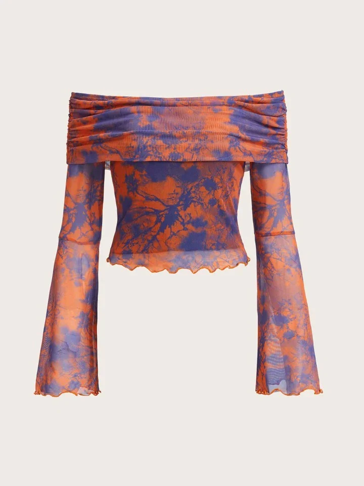 Y2K Off Shoulder Mesh Top - Image 2
